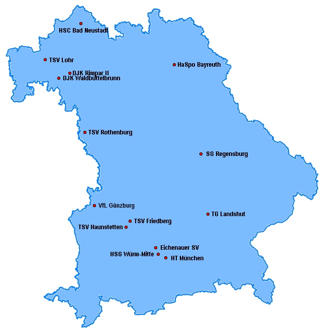 Landkarte der Bayernliga